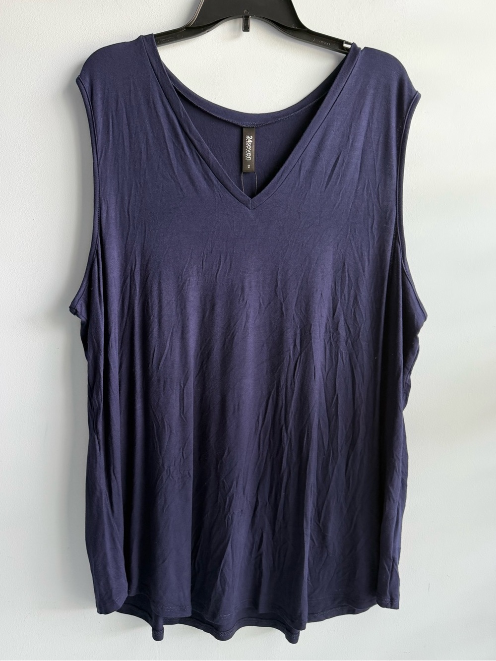 24seven Comfort Apparel Women’s Blue V Neck Tunic Tank Top Size 3X